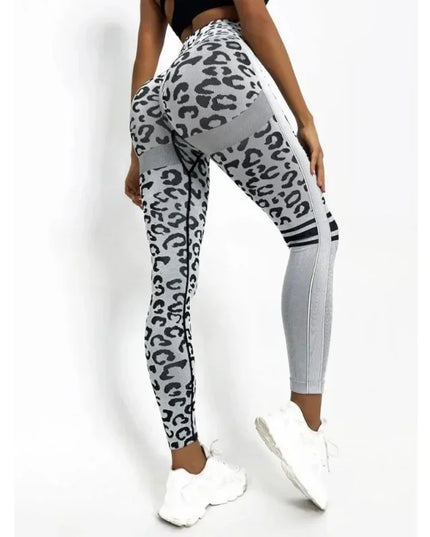 Women’s High-Waisted Seamless Leopard-Print Leggings with Hip-Lifting Fit