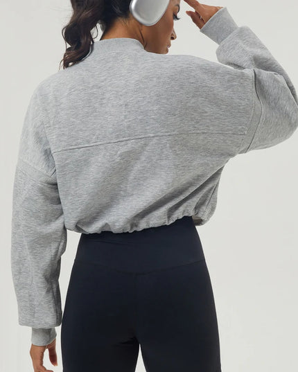 Women's Long Sleeve Sweatshirt – Loose Fit, Half Zipper, Oversized