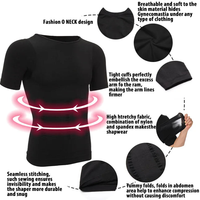 Men's Compression T-Shirt - Slimming Body Shaper for Men, Body Contouring & Support
