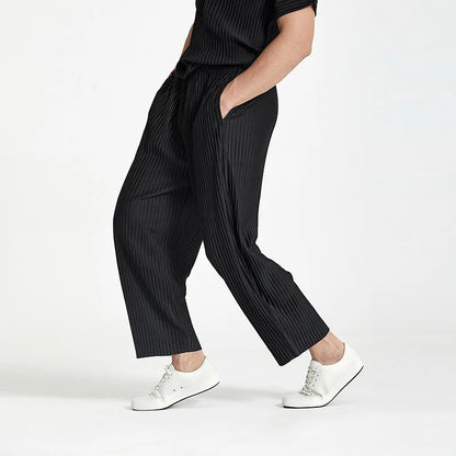 Men's Casual Straight Fit Pleated Pants