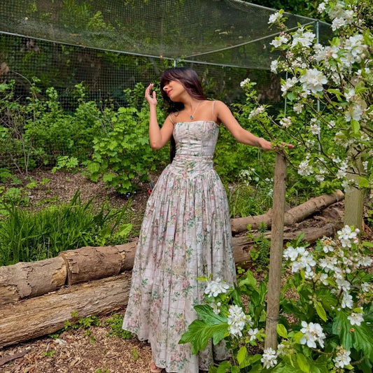 Elegant Women's Midi Dress with Floral Print