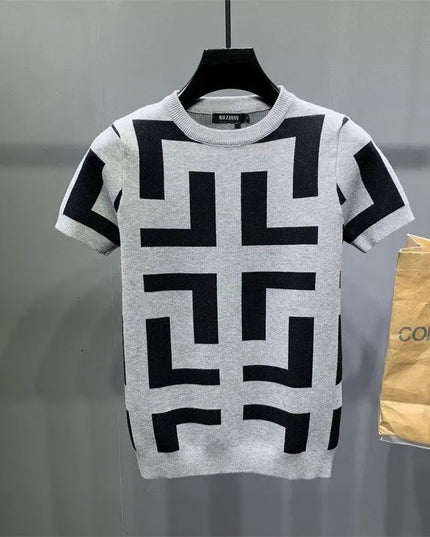 Men's Luxurious Knitted Short Sleeve T-Shirt - Slim Fit - Various Colors