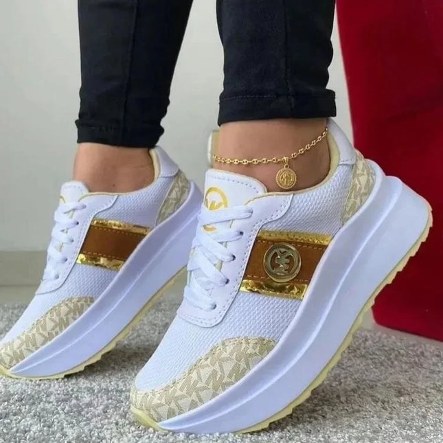 Women’s Lace-Up Casual Sneakers with Thick Sole