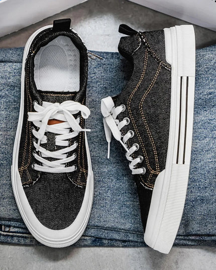 Men's Vulcanized Canvas Lace-Up Sneakers – Stylish & Durable Casual Shoes