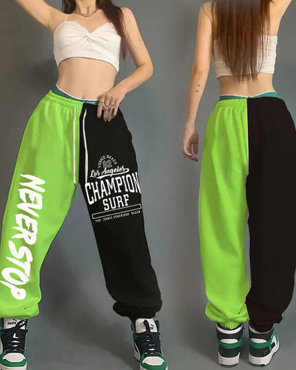 High Waist Women's Cotton Sweatpants with Letter Print