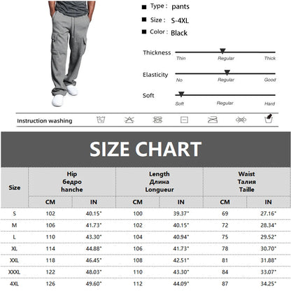 Men's Oversized Straight Fit Sweatpants with Drawstring & Multiple Pockets