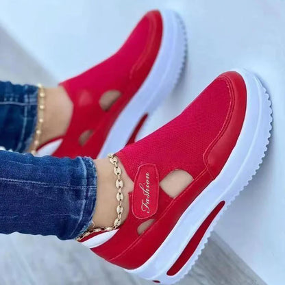 Women's Breathable Vulcanized Platform Sneakers – Stylish and Comfortable Footwear