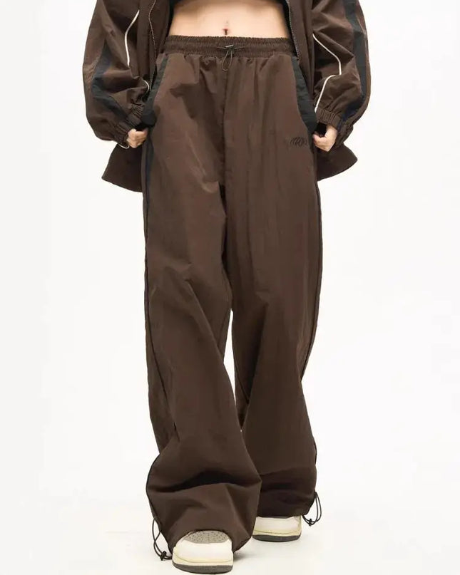 Women's Retro Loose-Fit Drawstring Casual Joggers - Wide Leg Fit