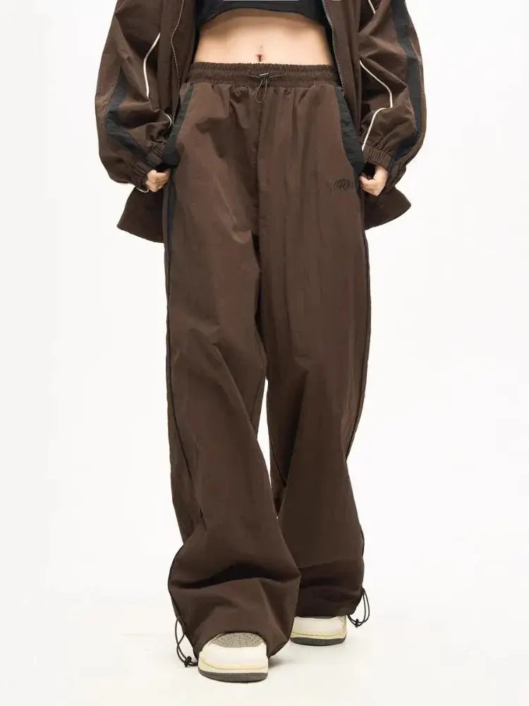 Women's Retro Loose-Fit Drawstring Casual Joggers - Wide Leg Fit