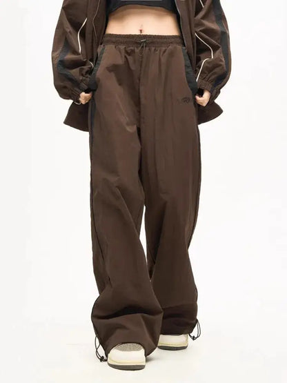 Women's Retro Loose-Fit Drawstring Casual Joggers - Wide Leg Fit
