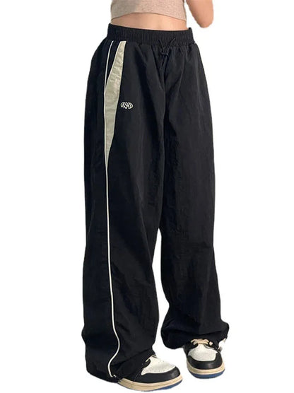 Women's Retro Loose-Fit Drawstring Casual Joggers - Wide Leg Fit