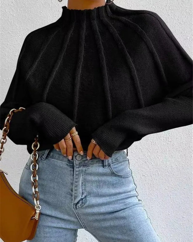 Knit Pullover Sweater with Batwing Sleeves for Women