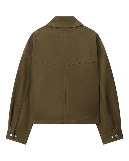 Women's Faux Leather Jacket with Pockets