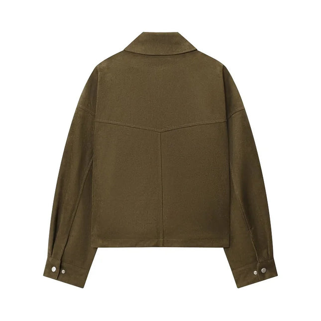 Women's Faux Leather Jacket with Pockets