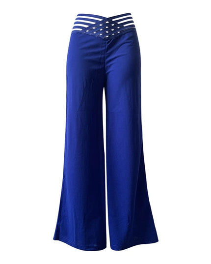 Women's High-Waisted Waist Belt Casual Straight Loose Wide-Leg Pants