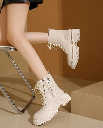 Women's Elegant Lace-Up Side Zipper Boots
