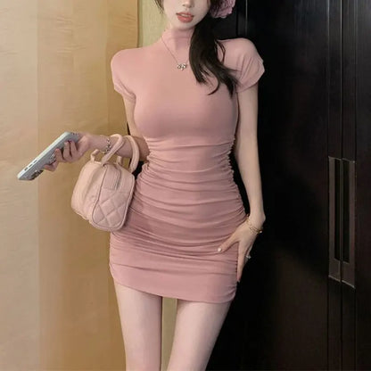 Elegant Short Sleeve Sheath Mini Dress for Women
