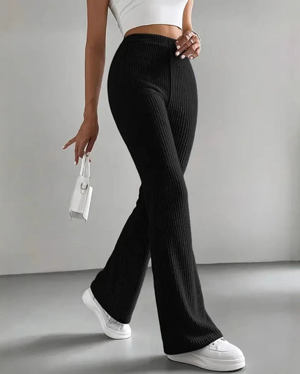 Women's Casual Ribbed Knit Slim Flared Pants