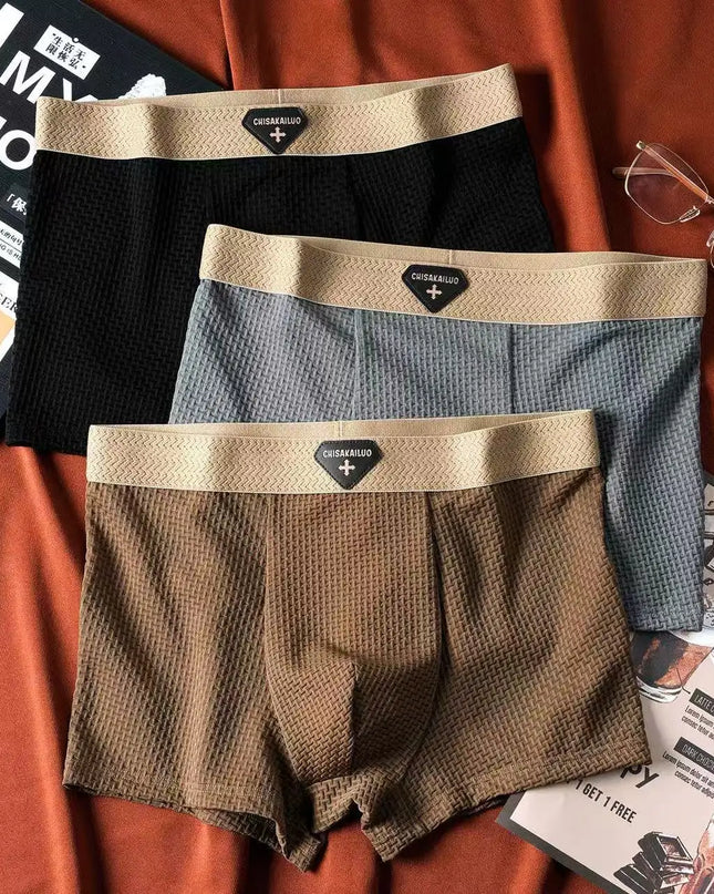 3-Pack Men's Ice Silk Boxers - Cool, Breathable, and Comfortable
