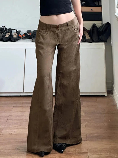 Wide Leg Women's Pants - Grunge Style, Low Rise, Baggy Fit for Casual & Trendy Look