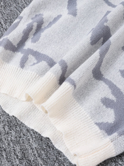 Men's Graffiti Jacquard Pattern Knit Sweater