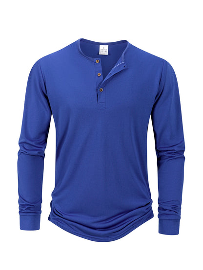 Men's Breathable Long Sleeve Button Henley Sweater