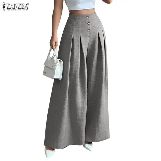 Women's High-Waisted Wide-Leg Pleated Loose Trousers