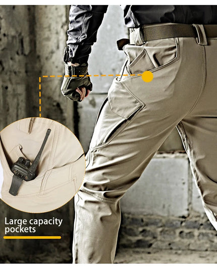 Men's Slim Fit Casual Pants with Multiple Pockets and Micro Elasticity