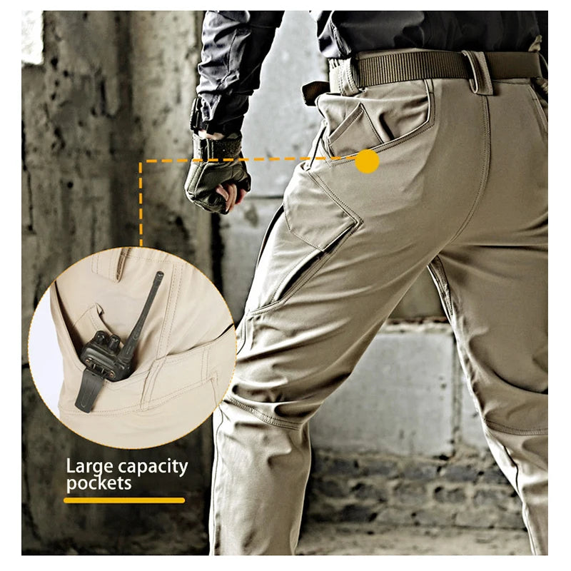 Men's Slim Fit Casual Pants with Multiple Pockets and Micro Elasticity