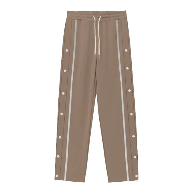 Men's Loose Fit Drawstring Joggers with Side Buttons