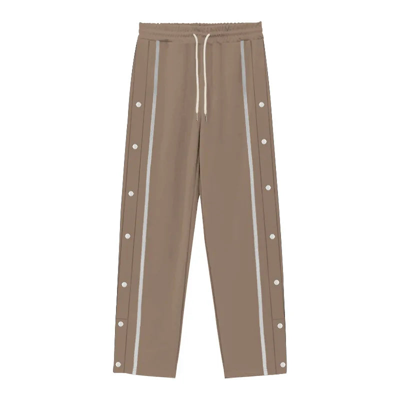 Men's Loose Fit Drawstring Joggers with Side Buttons