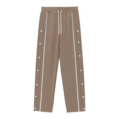 Men's Loose Fit Drawstring Joggers with Side Buttons