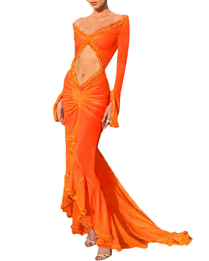 Women's Long Sleeve V-Neck Mesh Dress