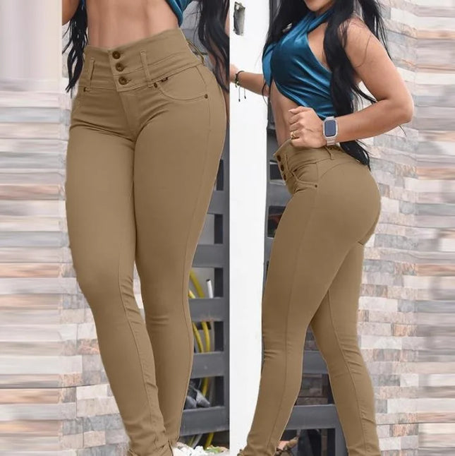 Women’s Slim Fit Pencil Capris with Pockets, High Waist, Ankle Length
