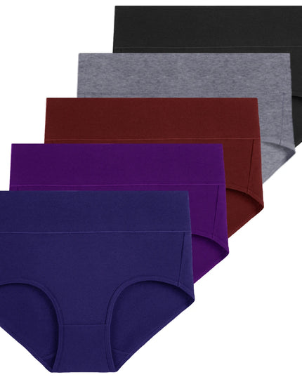 5-Piece Women's Breathable Cotton High-Cut Belly Control Panties