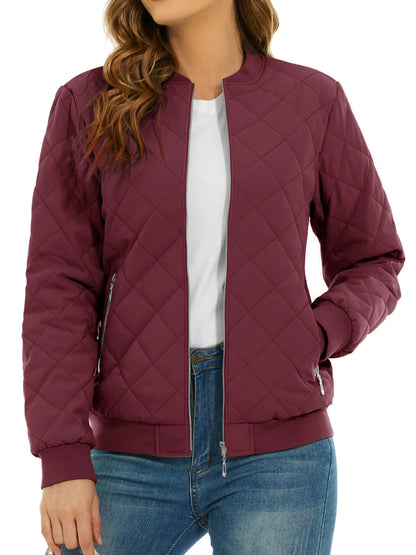 TACVASEN Women's Padded Warm Jacket – Diamond Quilted Zip-Up Winter Coat