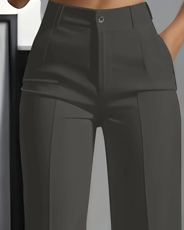 Women's High-Waisted Draped Straight-Cut Pants