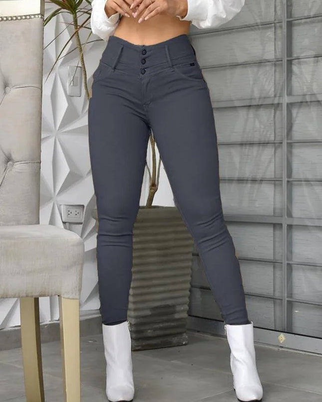 Women’s Slim Fit Pencil Capris with Pockets, High Waist, Ankle Length
