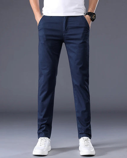 Men's Casual Long Elastic Straight Pants - Various Colors