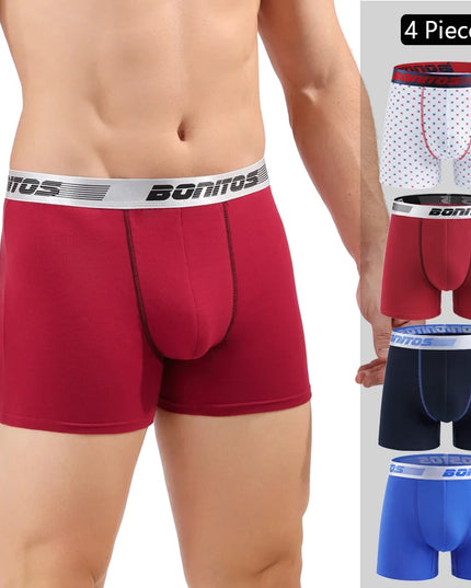 Men's Cotton Boxer Shorts - 4-Pack Comfortable Underwear for All-Day Wear