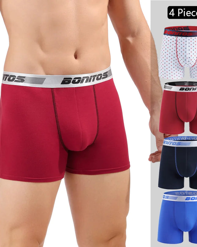 Men's Cotton Boxer Shorts - 4-Pack Comfortable Underwear for All-Day Wear