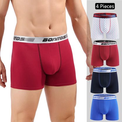 Men's Cotton Boxer Shorts - 4-Pack Comfortable Underwear for All-Day Wear