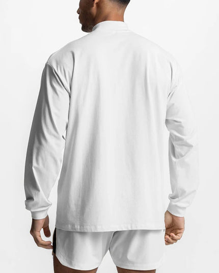 Men's Never Give Up Print Oversized Cotton Turtleneck Sweater