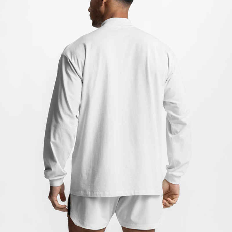 Men's Never Give Up Print Oversized Cotton Turtleneck Sweater
