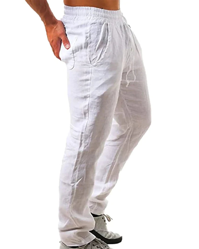 Men's Breathable Cotton Linen Trousers - Various Colors