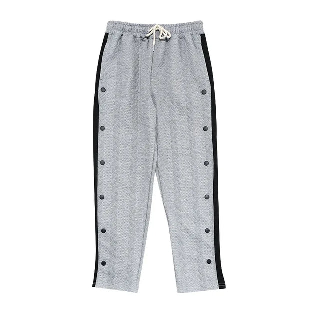 Men's Loose Fit Drawstring Joggers with Side Buttons