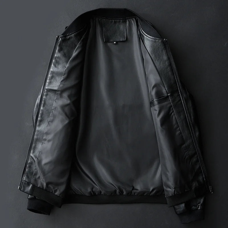 Men's Leather PU Jacket - Casual Vintage Zipper Coat for Men