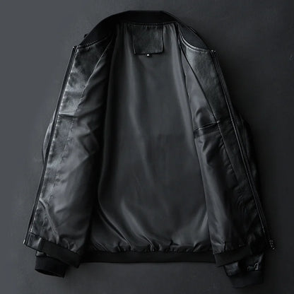 Men's Leather PU Jacket - Casual Vintage Zipper Coat for Men