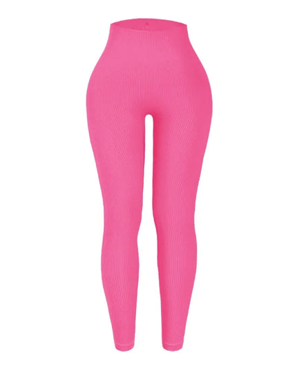 Women's High-Waisted Ribbed Yoga Pants - Various Colors