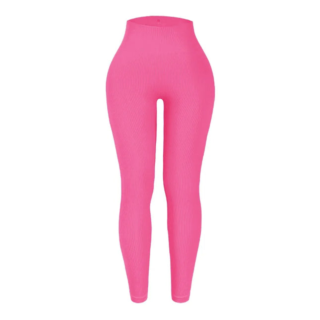 Women's High-Waisted Ribbed Yoga Pants - Various Colors